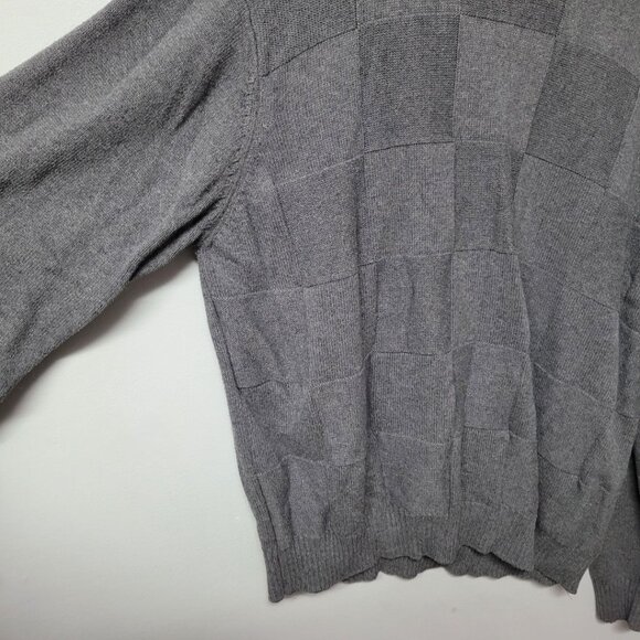 Haggar Sweater Mens XXL Gray Knit Square Pullover Ligthweight - Picture 3 of 6